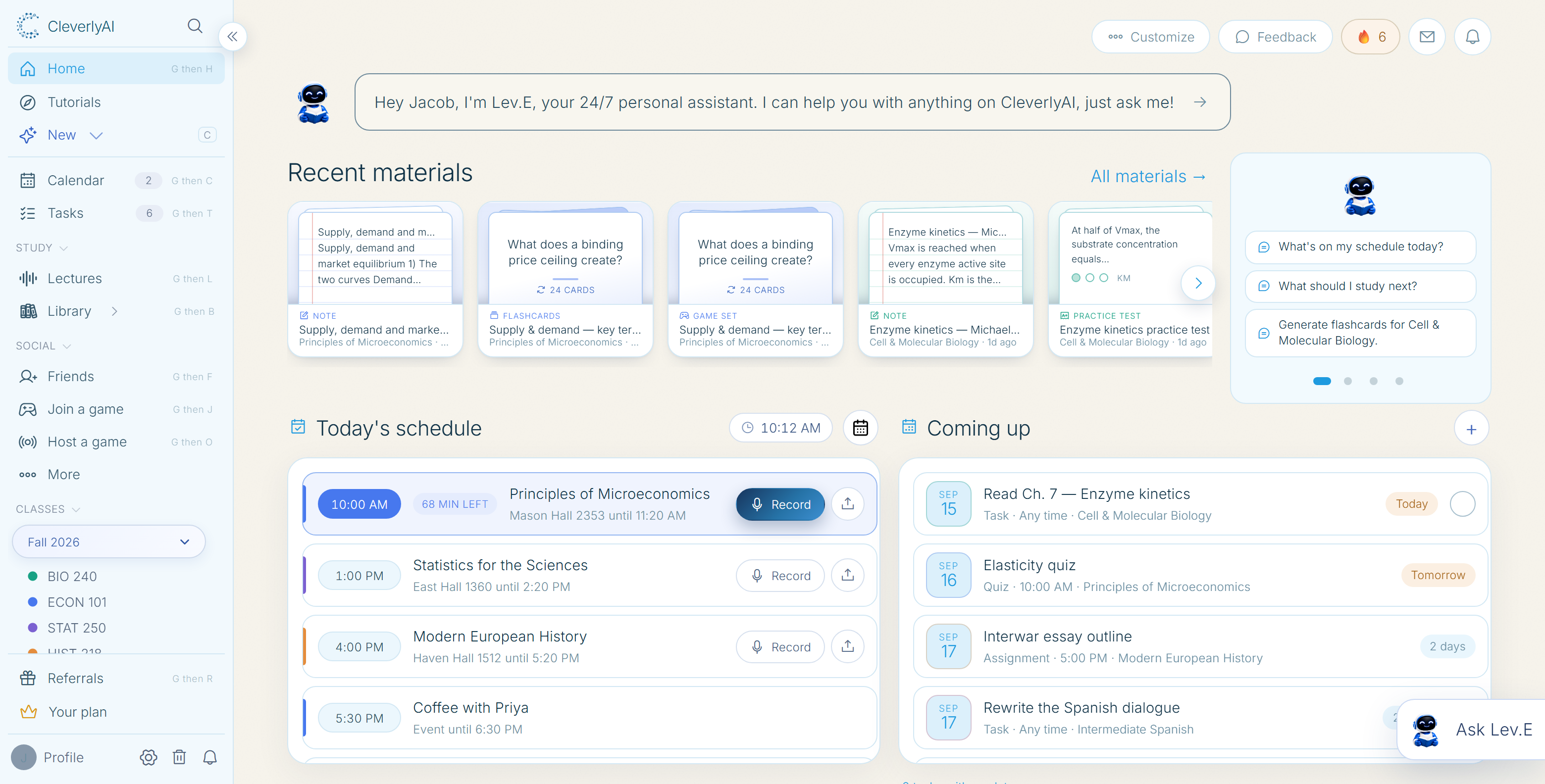 CleverlyAI workspace in the sky color theme