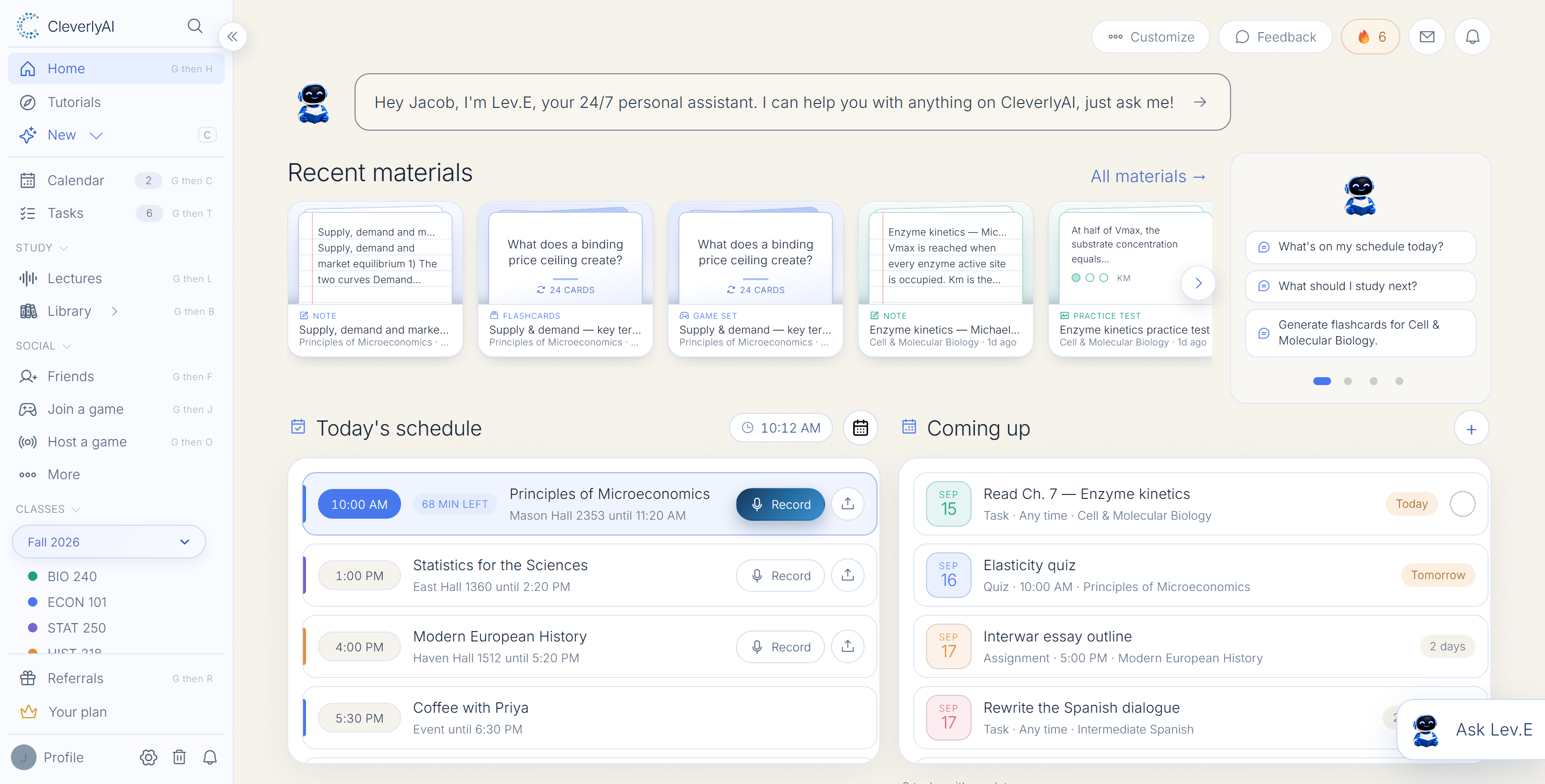 CleverlyAI workspace in the yellow color theme